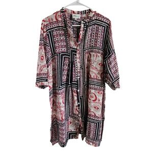 CHOKLATE Paris Woman SZ L "Mona" Dress Button Front Silk Blend Paisley SemiSheer